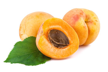 Apricots closeup. Fresh apricots  isolated on white background.
