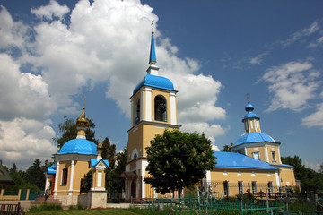 beautiful landscape with old russian orthodox church in classica