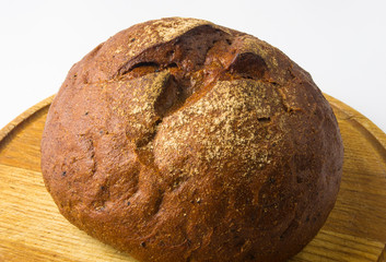 dark bread on wood board