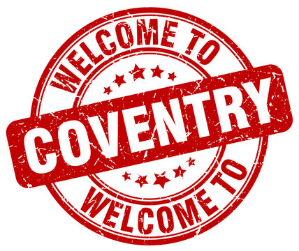 welcome to Coventry red round vintage stamp