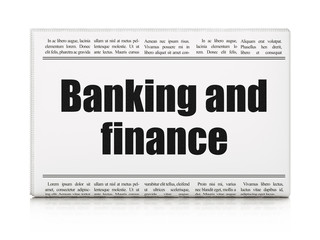 Banking concept: newspaper headline Banking And Finance