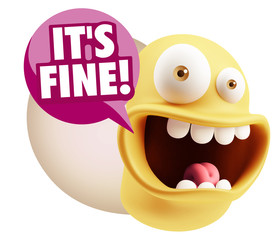 3d Illustration Laughing Character Emoji Expression saying It's