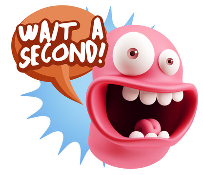 3d Illustration Laughing Character Emoji Expression saying Wait