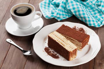 Tiramisu dessert and coffee