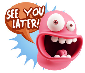 3d Illustration Laughing Character Emoji Expression saying See Y