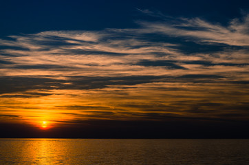 dramatic sky and orange sunset