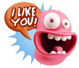 3d Illustration Laughing Character Emoji Expression saying I Lik