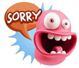 3d Illustration Laughing Character Emoji Expression saying Sorry