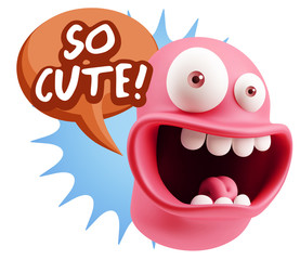 3d Illustration Laughing Character Emoji Expression saying So Cu