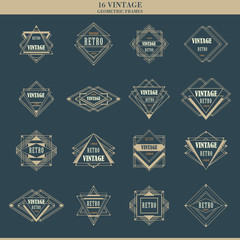 Set of line art deco logotypes frames  borders