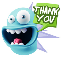 3d Illustration Laughing Character Emoji Expression saying Thank