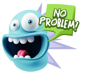 3d Rendering Smile Character Emoticon Expression saying No Probl