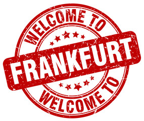 welcome to Frankfurt red round vintage stamp