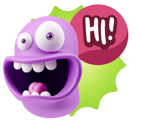 3d Illustration Laughing Character Emoji Expression saying Hi wi