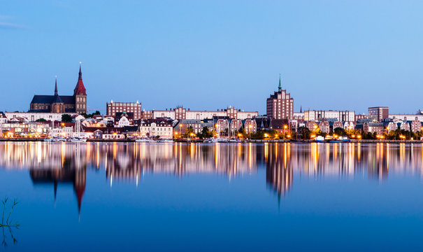 View to Rostock. River Warnow and City port.
