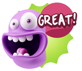 3d Illustration Laughing Character Emoji Expression saying Great