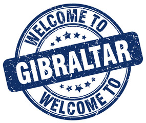 welcome to Gibraltar blue round vintage stamp