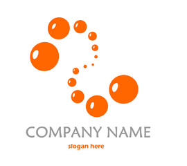 Orange logo with bubbles - vector illustration.