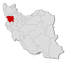 Map - Iran, Kurdistan