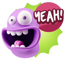 3d Illustration Laughing Character Emoji Expression saying Yeah