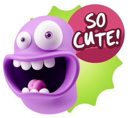 3d Illustration Laughing Character Emoji Expression saying So Cu