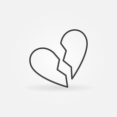 Broken heart linear icon