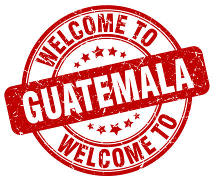 welcome to Guatemala red round vintage stamp