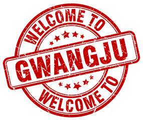 welcome to Gwangju red round vintage stamp