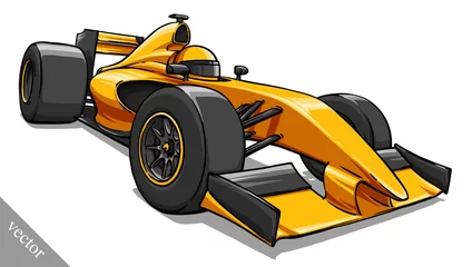 Foto op Canvas child's funny cartoon formula race car vector illustration art © Turaev