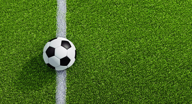 Schwarzweißer Fußball auf Rasen - Anstoss 