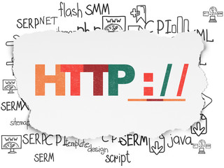 Web development concept: Http : / / on Torn Paper background