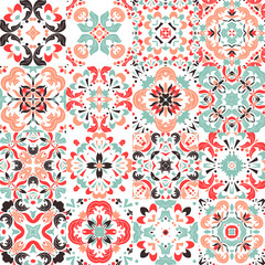 Mexican stylized talavera tiles seamless pattern. Background for design and fashion. Arabic, Indian patterns