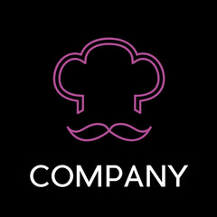 Vector sign abstract cook, in linear style on black background