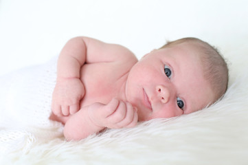 Portrait of lovely newborn baby (9 days)