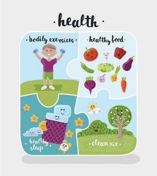 Vector illustration of puzzle of health conecept