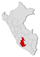 Obraz premium Map - Peru, Ayacucho