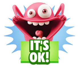 3d Illustration Laughing Character Emoji Expression saying It's