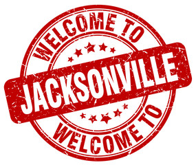 welcome to Jacksonville red round vintage stamp