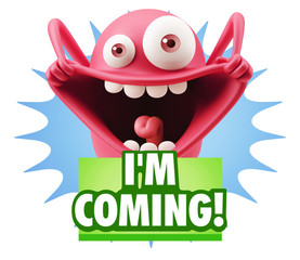 3d Illustration Laughing Character Emoji Expression saying I'm C