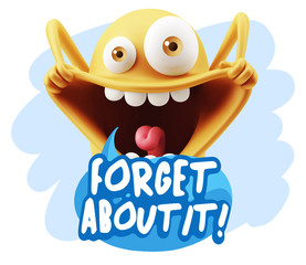 3d Rendering Smile Character Emoticon Expression saying Forget A