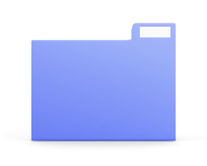 Blue folder for files isolated on white background. Front view. 3d rendering.