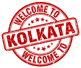 welcome to Kolkata red round vintage stamp