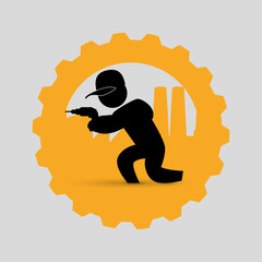Worker design. Industrial icon. White background , vector