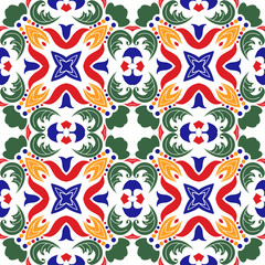Mexican stylized talavera tiles seamless pattern. Background for design and fashion. Arabic, Indian patterns