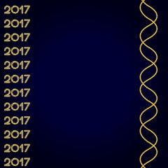 2017 and the border of the two DNA strands in the form on a dark blue background