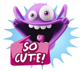 3d Illustration Laughing Character Emoji Expression saying So Cu