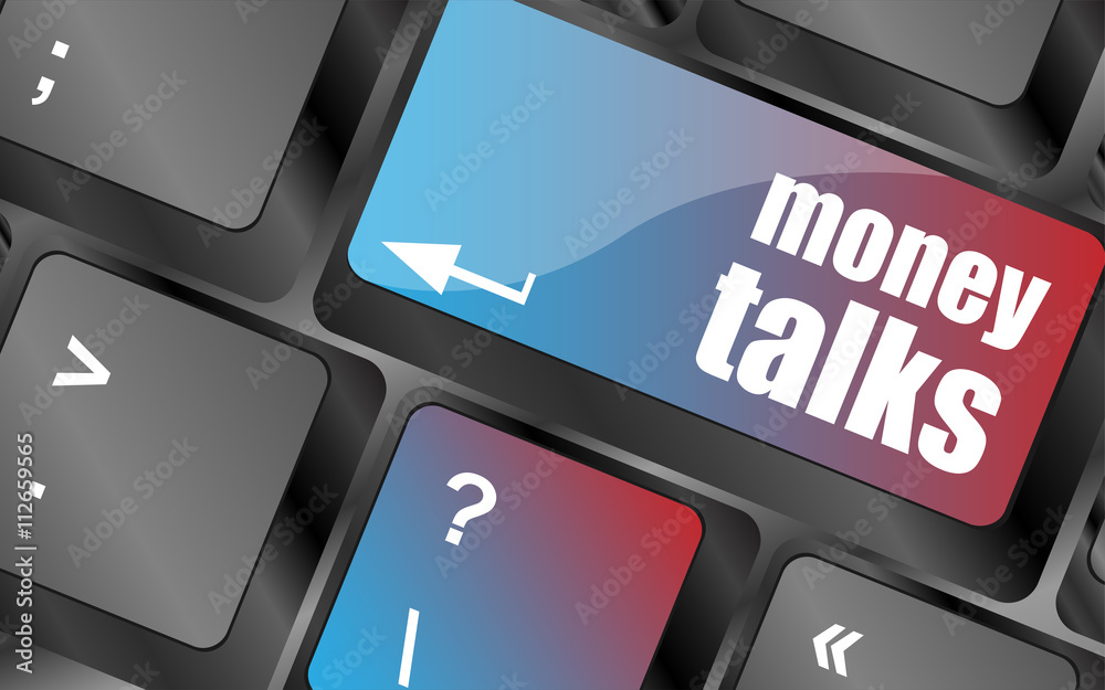 Poster money talks on computer keyboard key button vector , keyboard keys, keyboard button