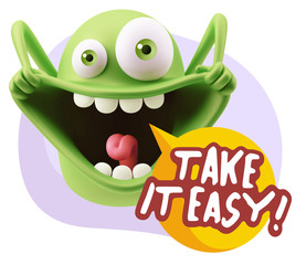 3d Illustration Laughing Character Emoji Expression saying Take