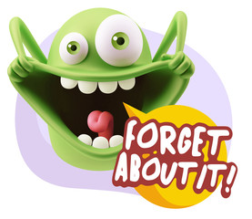 3d Rendering Smile Character Emoticon Expression saying Forget A