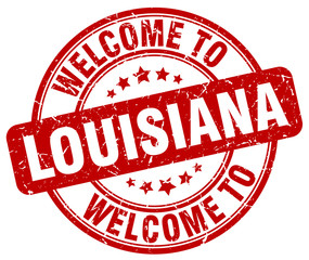 welcome to Louisiana red round vintage stamp